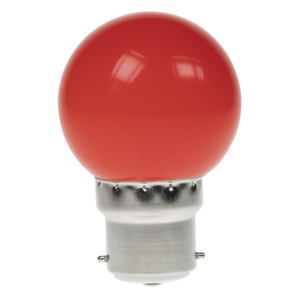 Prolite 240V 1.5W BC (B22) Red LED Poly G45 Golf Ball Festoon Lamp