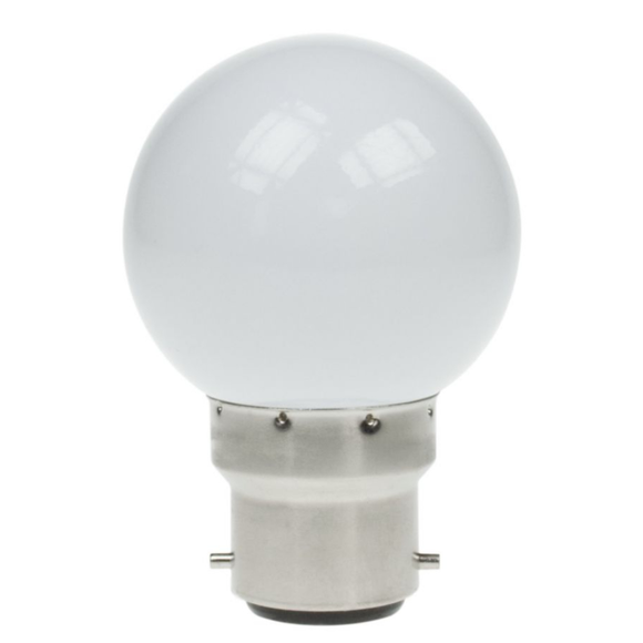 Prolite 240V 1.5W BC (B22) 3000K Warm White LED Poly G45 Golf Ball Festoon Lamp