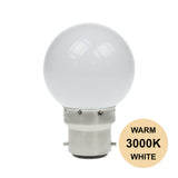 Prolite 240V 1.5W BC (B22) 3000K Warm White LED Poly G45 Golf Ball Festoon Lamp