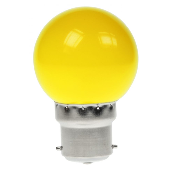 Prolite 240V 1.5W BC (B22) Yellow LED Poly G45 Golf Ball Festoon Lamp