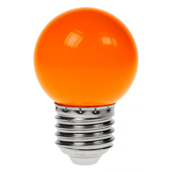 Prolite 240V 1.5W ES (E27) Orange LED Poly G45 Golf Ball Festoon Lamp