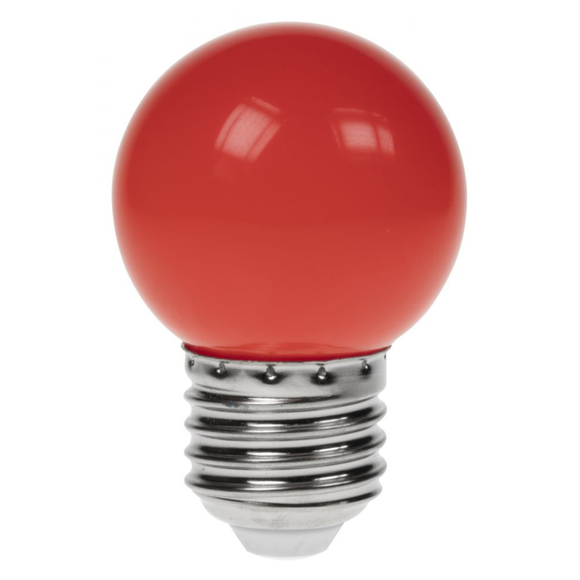 Prolite 240V 1.5W ES (E27) Red LED Poly G45 Golf Ball Festoon Lamp