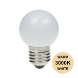Prolite 240V 1.5W ES (E27) 3000K Warm White LED Poly G45 Golf Ball Festoon Lamp