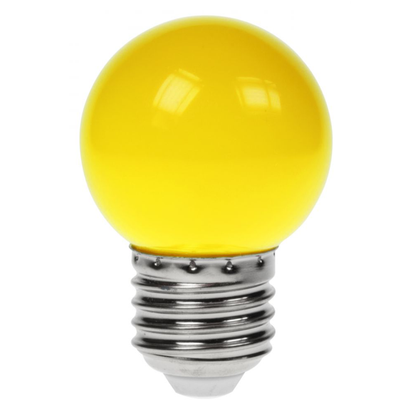 Prolite 240V 1.5W ES (E27) Yellow LED Poly G45 Golf Ball Festoon Lamp