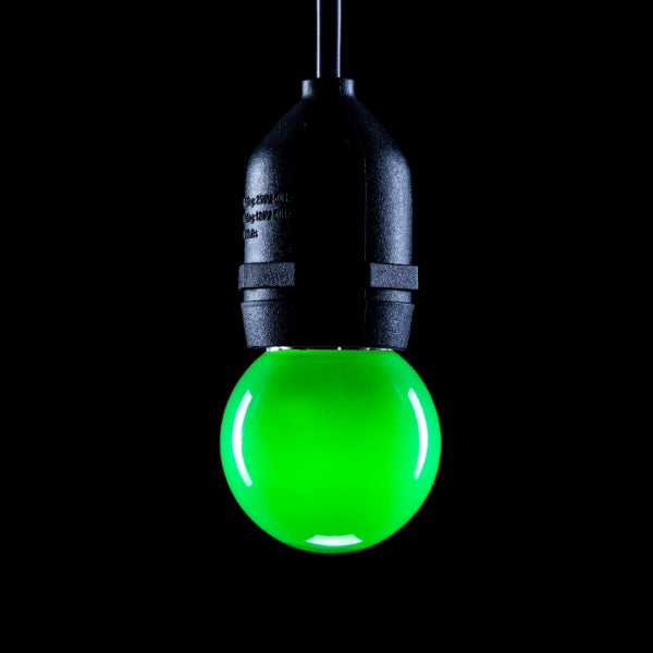 Prolite 240V 1.5W ES (E27) Green LED Poly Golf Ball Festoon Lamp