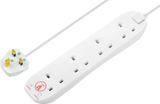 Masterplug 13 Amp 4 Gang Surge Protected White Mains Extension Lead - PVC Cable - 2m