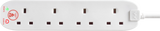 Masterplug 13 Amp 4 Gang Surge Protected White Mains Extension Lead - PVC Cable - 2m
