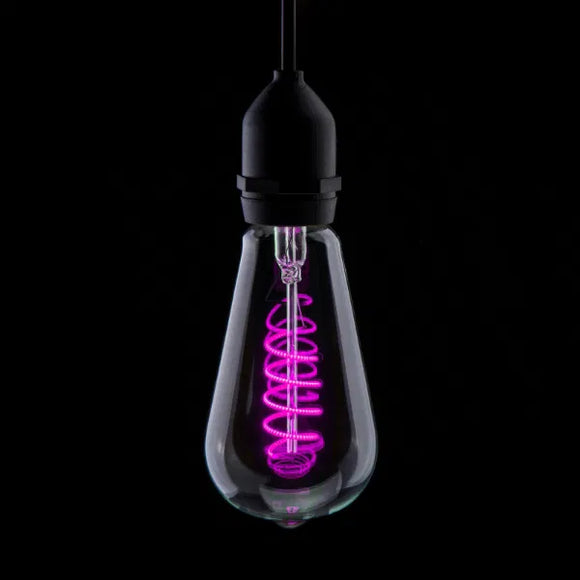 Prolite 240V 4W ES (E27) Pink ST64 LED Spiral Funky Dimmable Filament Lamp