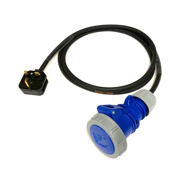 13A Plug to 16A Socket 3 Pin 240V IP67 H07RN-F Cable Adaptor