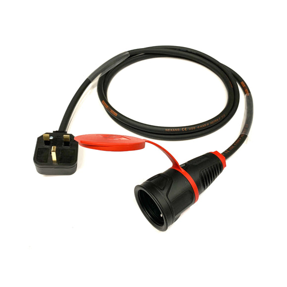 13A Plug to EU Schuko Socket 2 Pin 230V IP44 H07RN-F Adaptor Cable