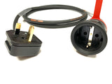 13A Plug to EU Schuko Socket 2 Pin 240V IP44 H07RN-F Adaptor Cable