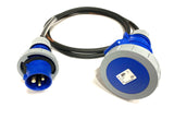 16A Plug to 32A Socket 3 Pin 240V IP67 H07RN-F Adaptor Cable