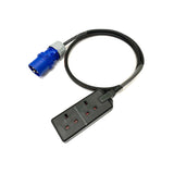16A Plug to 13A 2-Gang Socket 3 Pin 240V H07RN-F Adaptor Cable