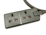 16A Plug to 13A 2-Gang Socket 3 Pin 240V H07RN-F Adaptor Cable | Black