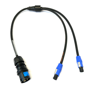 16A to 2 Way Neutrik powerCON Blue Soft Y Splitter H07RN-F Adaptor Cable | Black