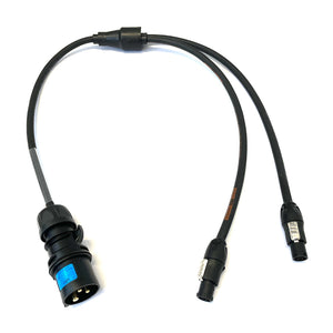 16A to 2 Way Neutrik powerCON TRUE1 Soft Y Splitter H07RN-F Adaptor Cable | Black