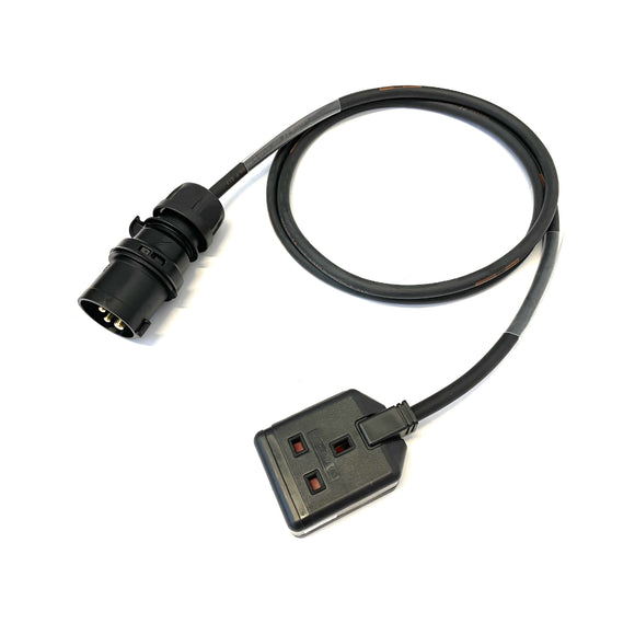 16A Plug to 13A 1-Gang Socket 3 Pin 240V H07RN-F Adaptor Cable | Black