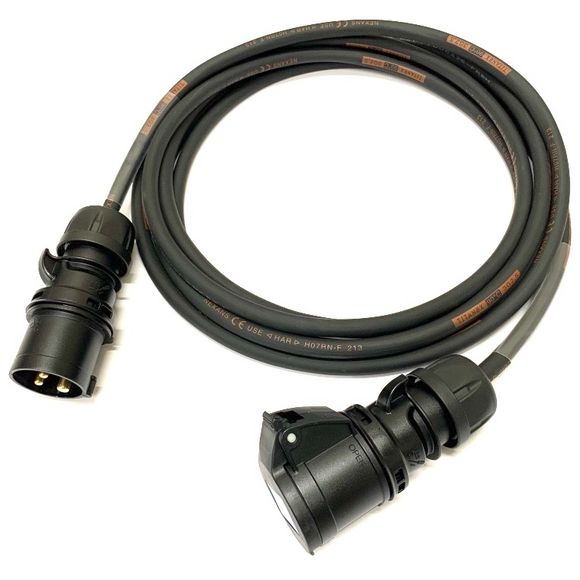 16A Rubber Extension H07RN-F Cable Lead IP44 Midnight Black