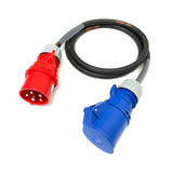 32A 5 Pin 400V Plug to 32A 3 Pin 230V Socket IP44 H07RN-F Cable Adaptor