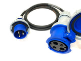 32A Plug to 63A Socket 3 Pin 240V IP67 H07RN-F Cable Adaptor