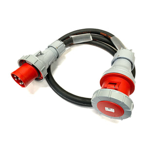 63A Plug to 125A Socket 5 Pin 400V IP67 H07RN-F Cable Adaptor