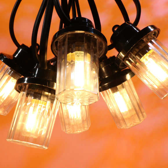 Royale Lanterns - 25M with 50 Clear Lanterns @ 0.5M Spacing - Black Cable