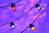 Royale Lanterns - 10M with 20 Coloured Lanterns @ 0.5M Spacing - Black Cable
