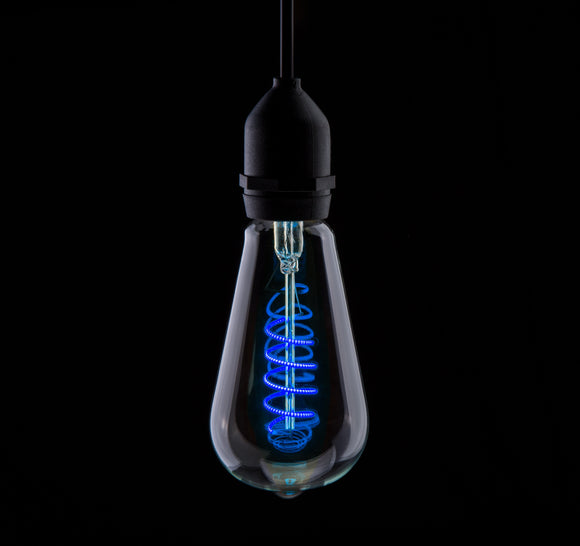 Prolite 240V 4W BC (B22) Blue ST64 LED Spiral Funky Dimmable Filament Lamp