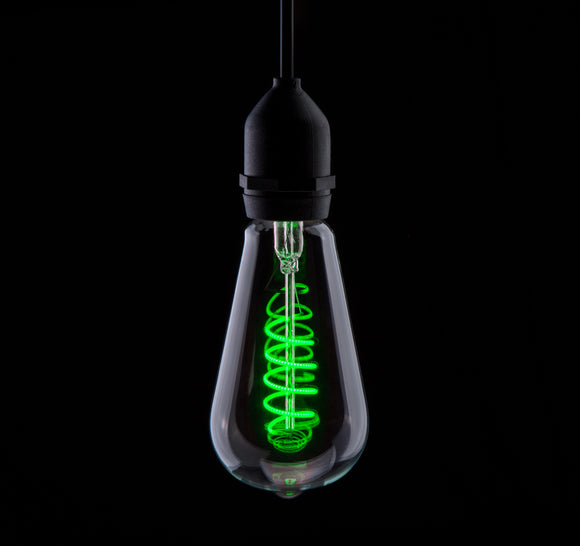 Prolite 240V 4W BC (B22) Green ST64 LED Spiral Funky Dimmable Filament Lamp