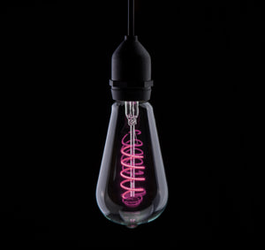 Prolite 240V 4W ES (E27) Pink ST64 LED Spiral Funky Dimmable Filament Lamp