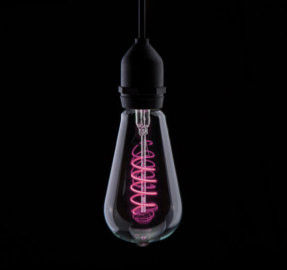 Prolite 240V 4W BC (B22) Pink ST64 LED Spiral Funky Dimmable Filament Lamp