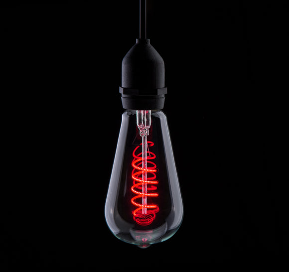 Prolite 240V 4W BC (B22) Red ST64 LED Spiral Funky Dimmable Filament Lamp