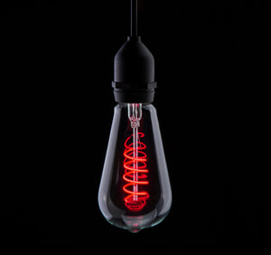 Prolite 240V 4W ES (E27) Red ST64 LED Spiral Funky Dimmable Filament Lamp
